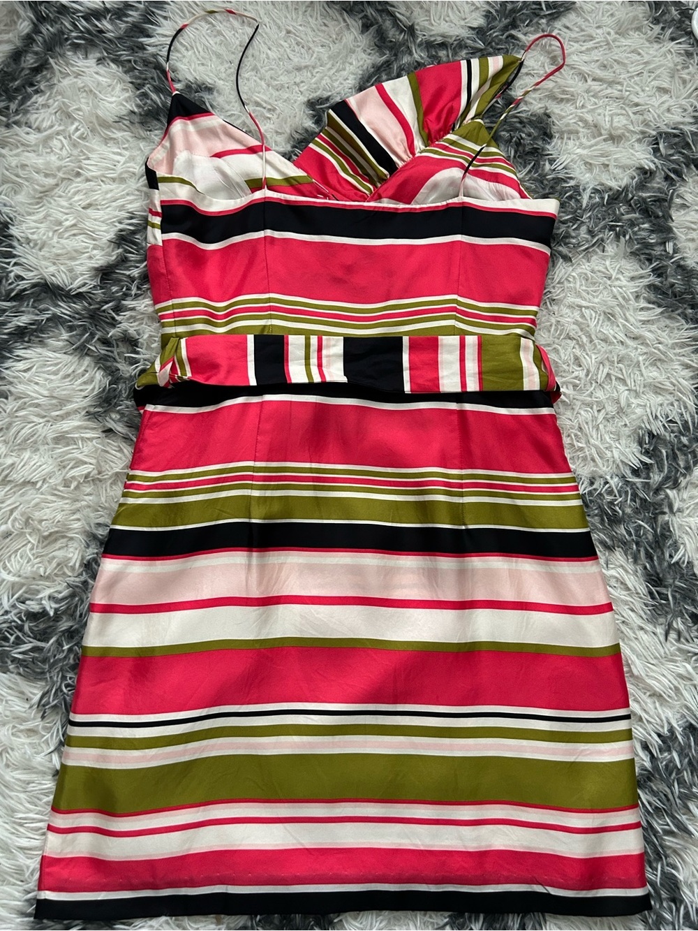 Milly Harbor Stripe Silk Ruffle Dress - Picture 4 of 8